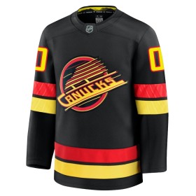 Män Ishockey Vancouver Canucks tröja med eget tryck Fanatics Premium 2024-25 Svart Tredje